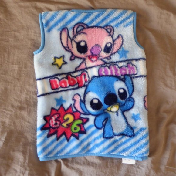 Disney Baby Lilo & Stitch Fleece Zip Up Vest Kids Sleeveless Jacket - Picture 1 of 8